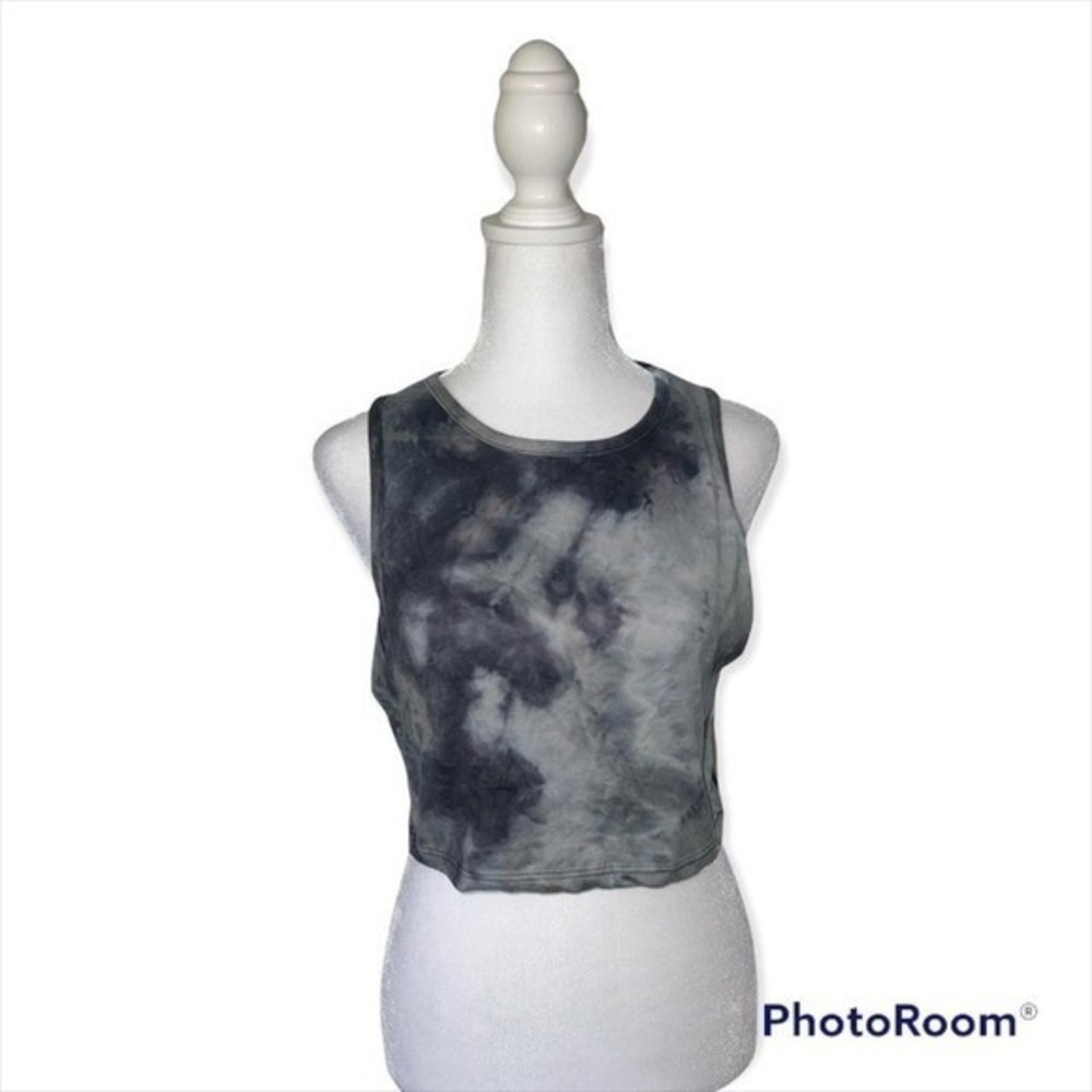 Style 5 Womens Grey Tie Dye Sleeveless Crop Top Tank Size L Made in USA